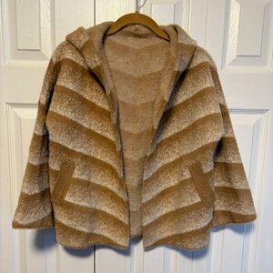 Beautiful Striped Cream and Tan Jacket with Hoodie